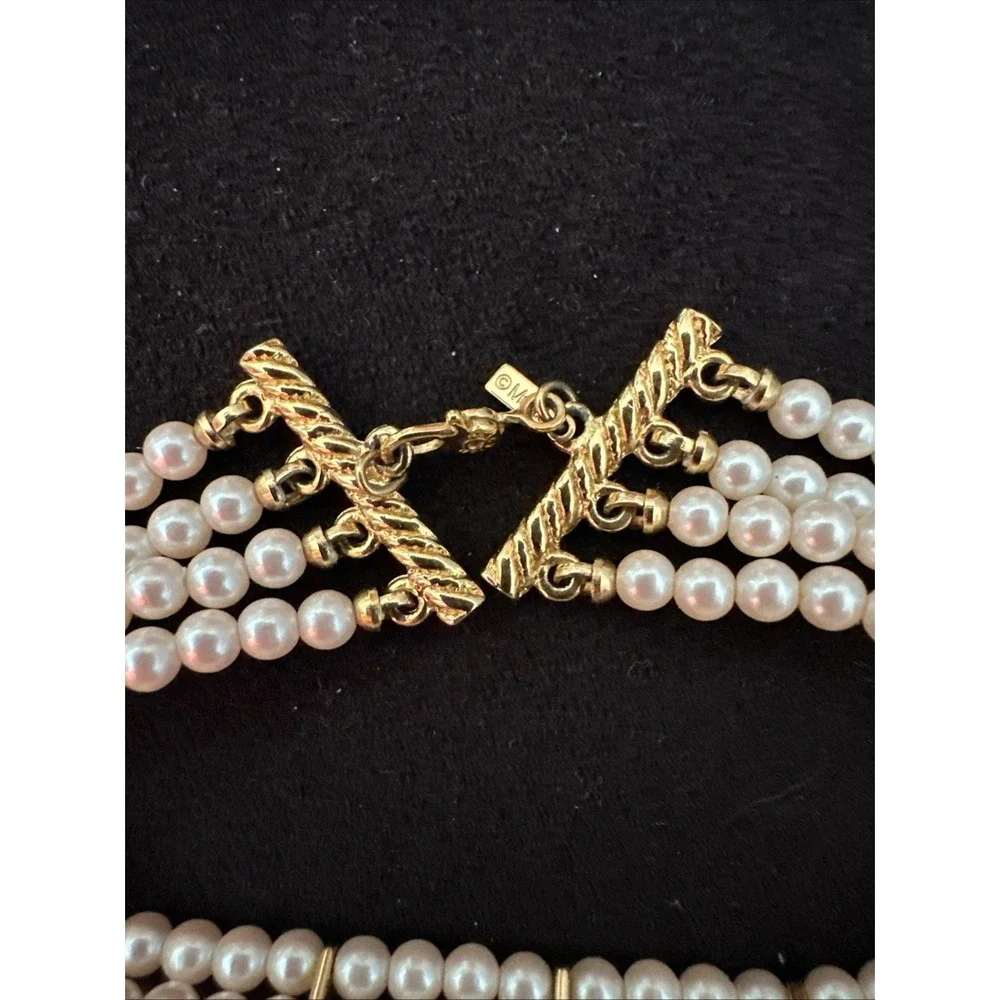 Monet 4 Strand Faux Pearl‎ Bracelet Gold Tone Wedding Valentines Engagement